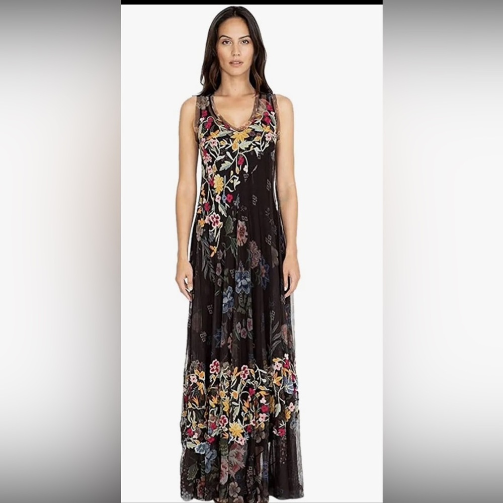 Johnny Was BIYA Women’s Rhioh Mesh Dress Brown Large
